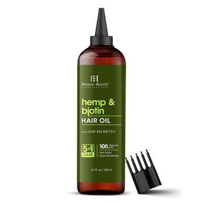 Botanic Hearth Hemp Biotin Hair Oil (6.7 fl oz) Nourishing and Strengthening Hair Treatment for Thicker, Healthier-Looking Hair Paraben Free Suitable for All Hair Types