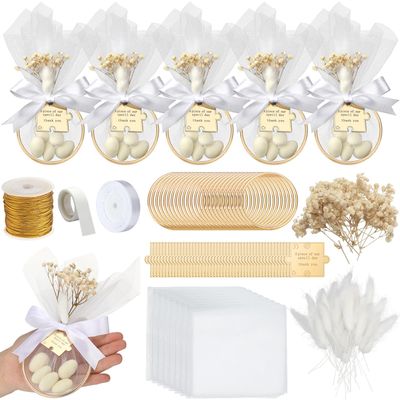 Misdary 50 Set Wedding Almond Candy Favors for Guests Include Ring and Tulle Bag DIY Marzipan Souvenirs for Engagement Bridal Shower Italian Wedding Tradition Gift, No Almond Candy(Acrylic Puzzle)