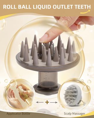 BEAUTLOHAS. Hair Oil Applicator Brush, Scalp Oil Applicator Hair Oil Dispenser Hair Growth Oil Comb with Silicon Massage TeethScalp Oil Applicator for Scalp Hair Oiling Applicator with Massage Balls