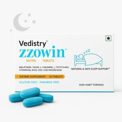 Vedistry Zzowin Sleep Support Supplement - 5mg Melatonin, Valerian Root, Magnesium for Deep Sleep Relaxation 30 Tablets Natural Sleep Aid, Non-Habit Forming Improve Sleep Quality Pack of 1