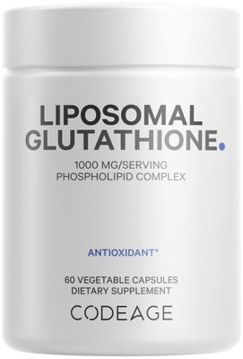 Codeage Liposomal Glutathione 1000 mg Supplement, High-Potency Reduced L-Glutathione - Liposomal Delivery - Phospholipids - Non-GMO, Gluten-Free - 60 Capsules