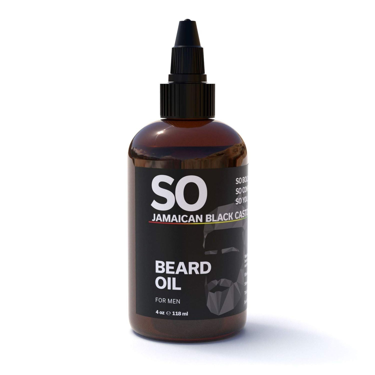 SO Jamaican Black Castor Oil Fast Absorbing, Promote Beard and Hair Growth, Best Oil For Men&#39;s All Hair Textures, Strong Healthy, Brown, Bamboo Lotus, 4 Fl Oz