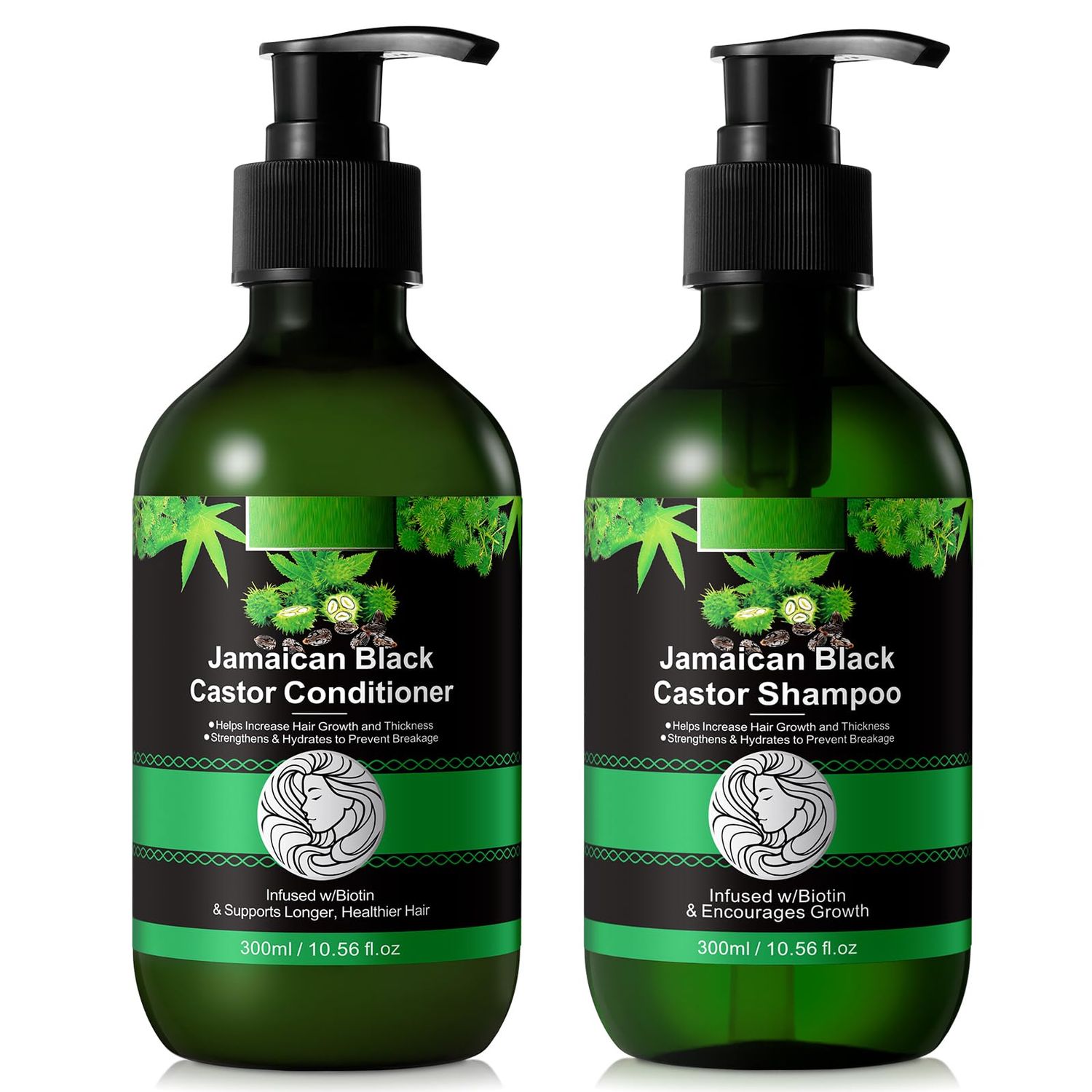 Jamaican Black Castor Shampoo and Conditioner Set, Shampoo Conditioner for Hair Growth and Strengthener, Infused with Jamaican Castor Oil to Help Increase Hair Growth and thickness for Women Men.