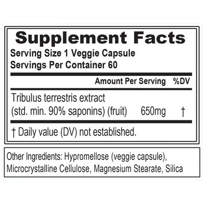 Invigorating Pure Tribulus Terrestris for Men - Performance Maximizing Testosterone Booster Tribulus Terrestris Supplement with 90 Saponins - Plant Based Stamina Strength and Energy Pills for Men