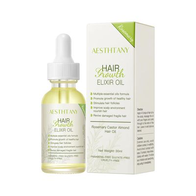 AESTHTANY Rosemary Castor Almond Hair Strengthening Oil Serum For All Hair Types, 2.1 oz