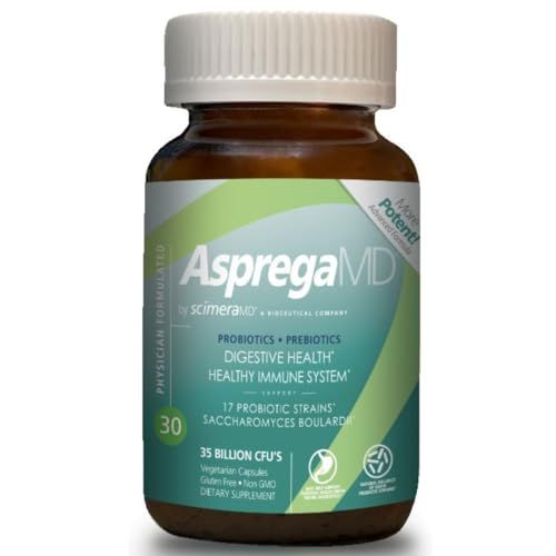 ScimeraMD Asprega Probiotic Prebiotic Supplement for Digestive Health and Immune System Support, 35 Billion CFUs, 30 CT