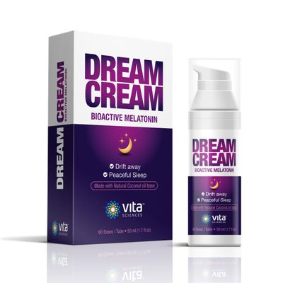 Vitasciences Dream Cream Melatonin 3mg - The Best Natural Sleep Aid, Topical Sleep Cream is a Safe Alternative to Sleeping Pills. Fragrance-Free Lotion