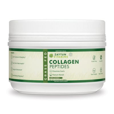 Zaytun Halal Collagen Peptides Powder, Hydrolyzed Type I III Collagen, Supports Joint, Bone, Muscles, Hair, Skin, Nails, Keto Friendly, Grass-Fed, 10 oz, Made in USA, Certified Halal