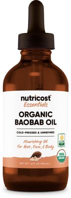 Nutricost Organic Baobab Oil (4 FL OZ) - Nourishing Oil For Hair, Face, Body, Cold Pressed Unrefined