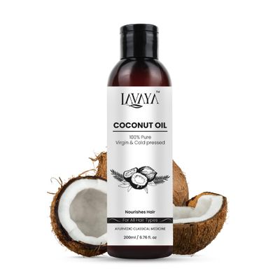Lavaya Coconut Oil For Hair Skin - 100 Pure Cold Pressed Natural Virgin For Hair Growth, Strengthens Hair, Improves Scalp Condition - (200 Ml)