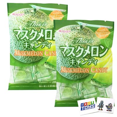 Kasugai Muskmelon Candy 4.05 oz (115g) (2 Pack) with 2 Gosutoys Stickers