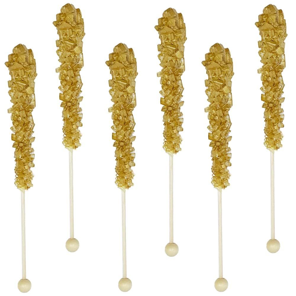 Fruidles Golden Brown Rock Candy Lollipops Pops Candy Suckers, Funnel Cake Flavor, Individually Wrapped, 6.25&quot; (Pack of 6)