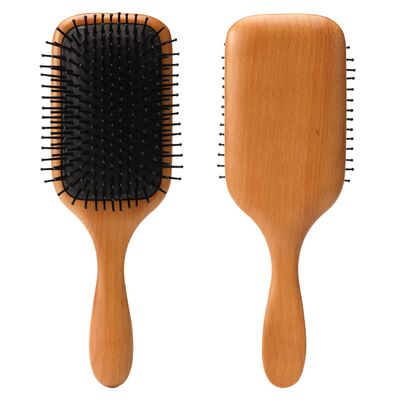 Hair Brush Natural Wooden Paddle Brush, Brushes for Men Women, Wood Hairbrush for Thick or Curly Hair, Black Wood Square Hair Brush, Beech Massage Scalp Brush