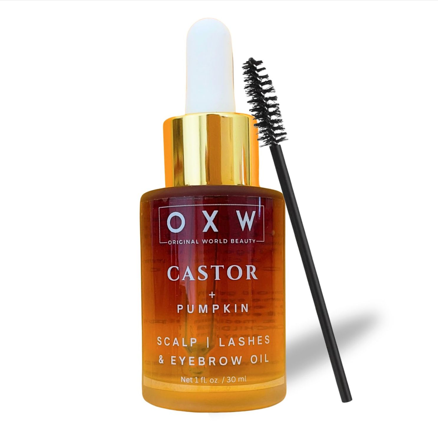 OXW Beauty Castor Oil Pumpkin Seed Oil Blend - Scalp Stimulator Hair Growth Oil - Nourishing Treatment Facial Oil - Organic Virgin Hexane Free Cold Pressed Glass Bottle - Handcrafted All Natural