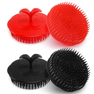 NICEMOVIC 4 Pack Hair Scalp Exfoliator Brush Scalp Scrubber for Wet or Dry Hair Deep Cleaning, Shower Scalp Massage Shampoo Brush For Women Men and Kids (2x Black 2x Red)