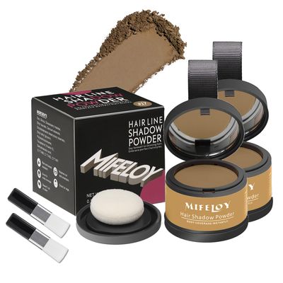 Mifeloy 2 Pack Root Touch Up Shadow Powder, Gray Hair Cover Up, Color Root Coverage Powder for Thinning Grey Hairline, Instantly Concealer Hair Loss Beard Line Eyebrow, 17 Dark Blonde