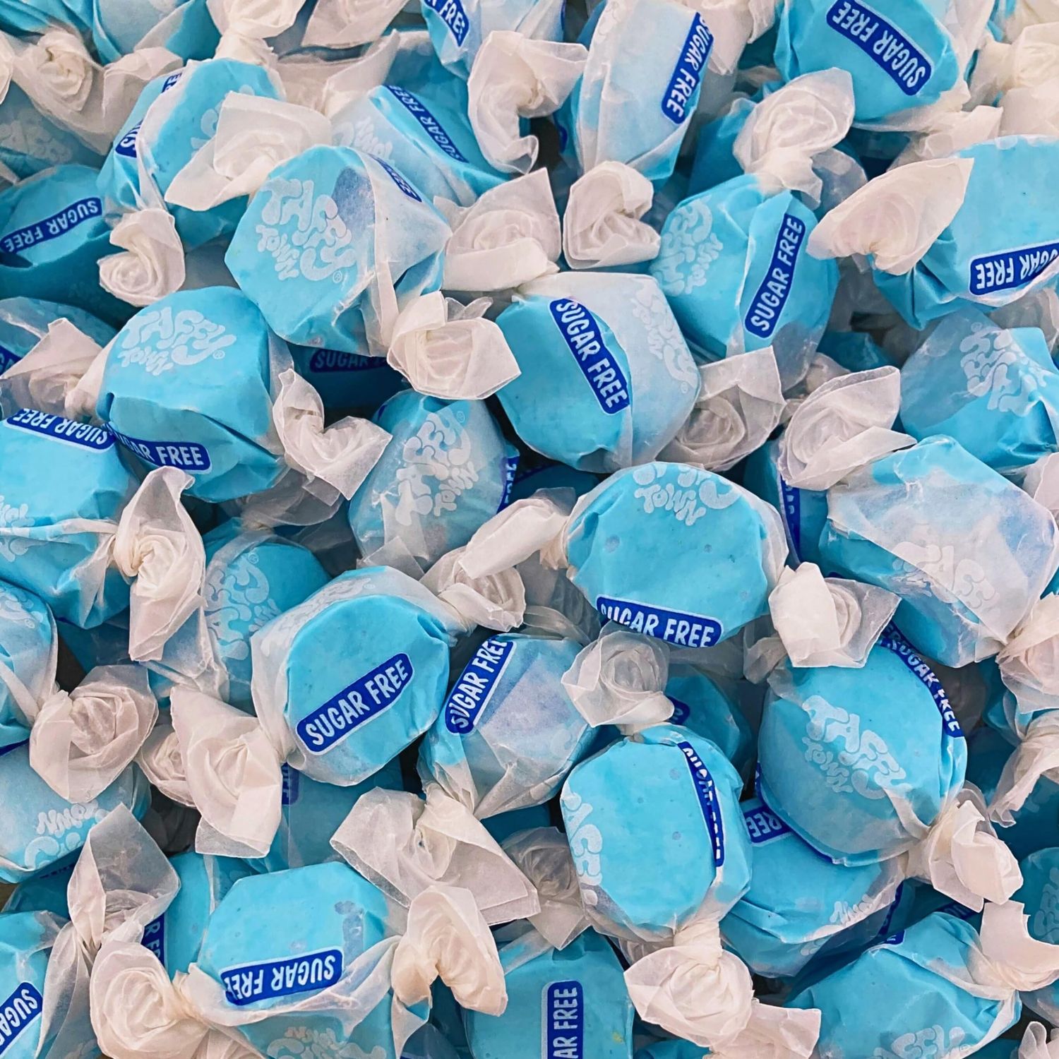 Sugar Free Blue Raspberry Taffy - 6lbs (96oz) Bulk Bag Individually Wrapped Soft Chewy Nut Free, Gluten Free, Diabetic Keto Friendly Gourmet Candy For Taffy Lovers