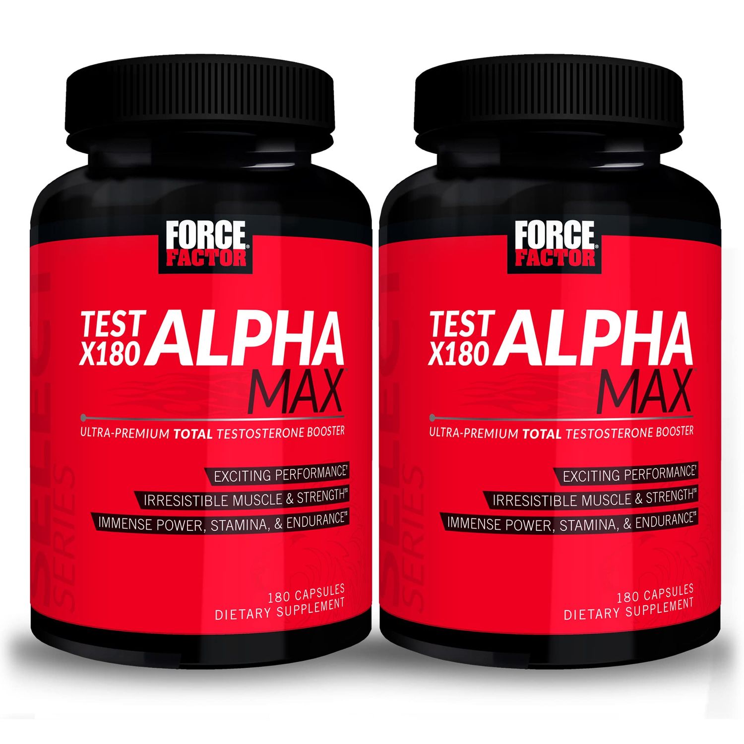 FORCE FACTOR Test X180 Alpha Max, 2-Pack, Total Testosterone and Nitric Oxide Booster for Men with Fenugreek Seed Tribulus to Increase Blood Flow Improve Male Athletic Performance, 360 Capsules