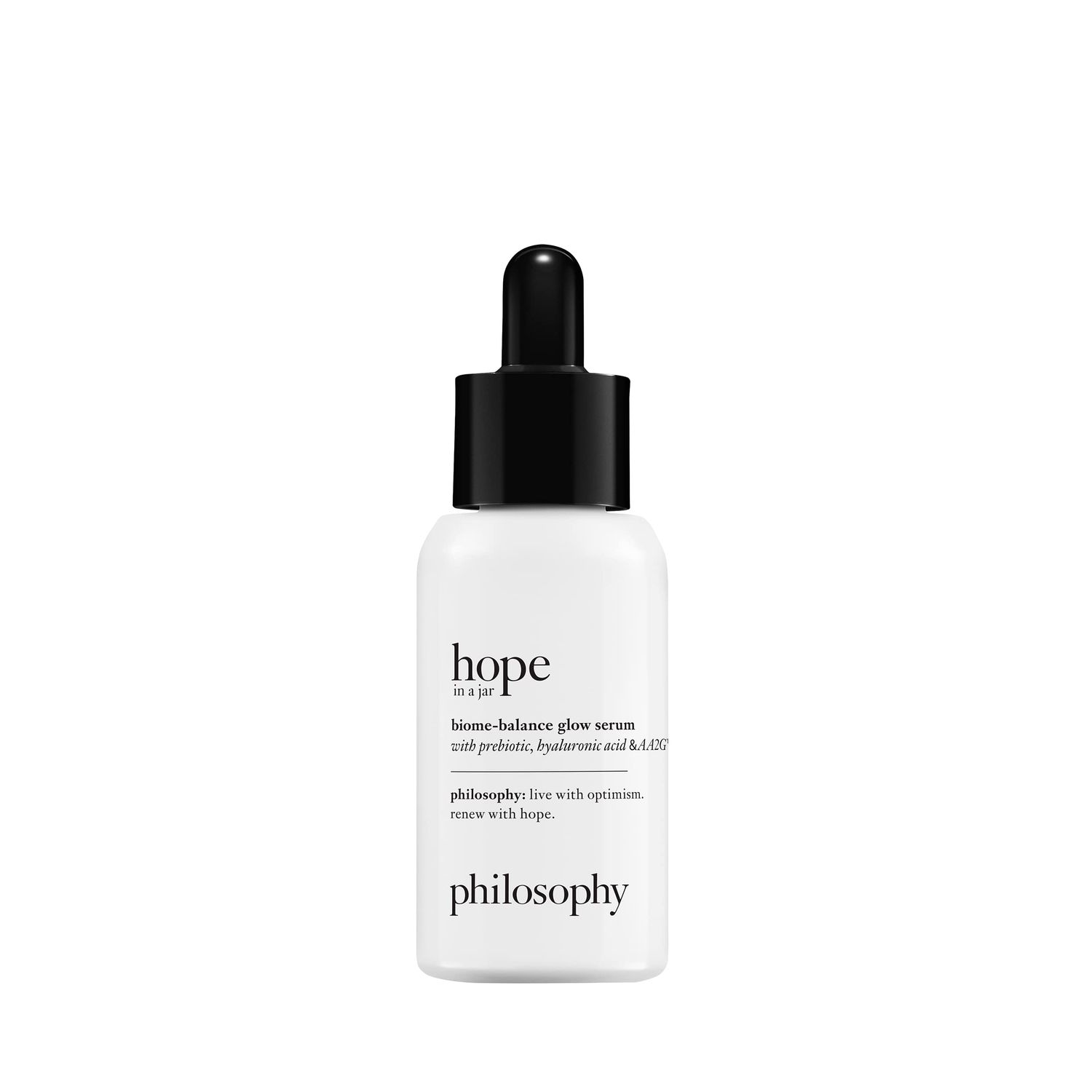 philosophy hope in a jar biome-balance glow facial serum - with enhanced hyaluronic acid, prebiotic AA2G - helps restore natural balance provides instant, supercharged hydration - 1 fl oz