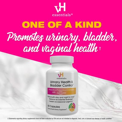 vH essentials Urinary Health Bladder Control, Cranberry Extract, Prebiotics and Probiotics, 24-Hour Feminine Health Support, Reduces Occasional Leakage, Supports Vaginal Health, 60 Capsules