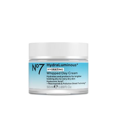 No7 HydraLuminous Hydrating Whipped Day Cream - Hyaluronic Acid Facial Moisturizer with 2 Vitamin B3 Niacinamide for Skin Barrier Repair Visibly Healthy-Looking Skin (1.69 Fl Oz)