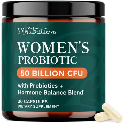 Probiotics for Women 50 Billion CFU for Vaginal, pH Balance Digestive Health Support Female Probiotics with Prebiotics Hormone Balance Blend Shelf Stable Vegan, Gluten-Free 30 Ct