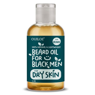 Beard Oil for Black Men with Dry Skin - All Natural Growth Oil for Patchy Beard - Unscented, Non Comedogenic, Lightweight and Non Greasy - Use with Beard Growth Kit, 2oz
