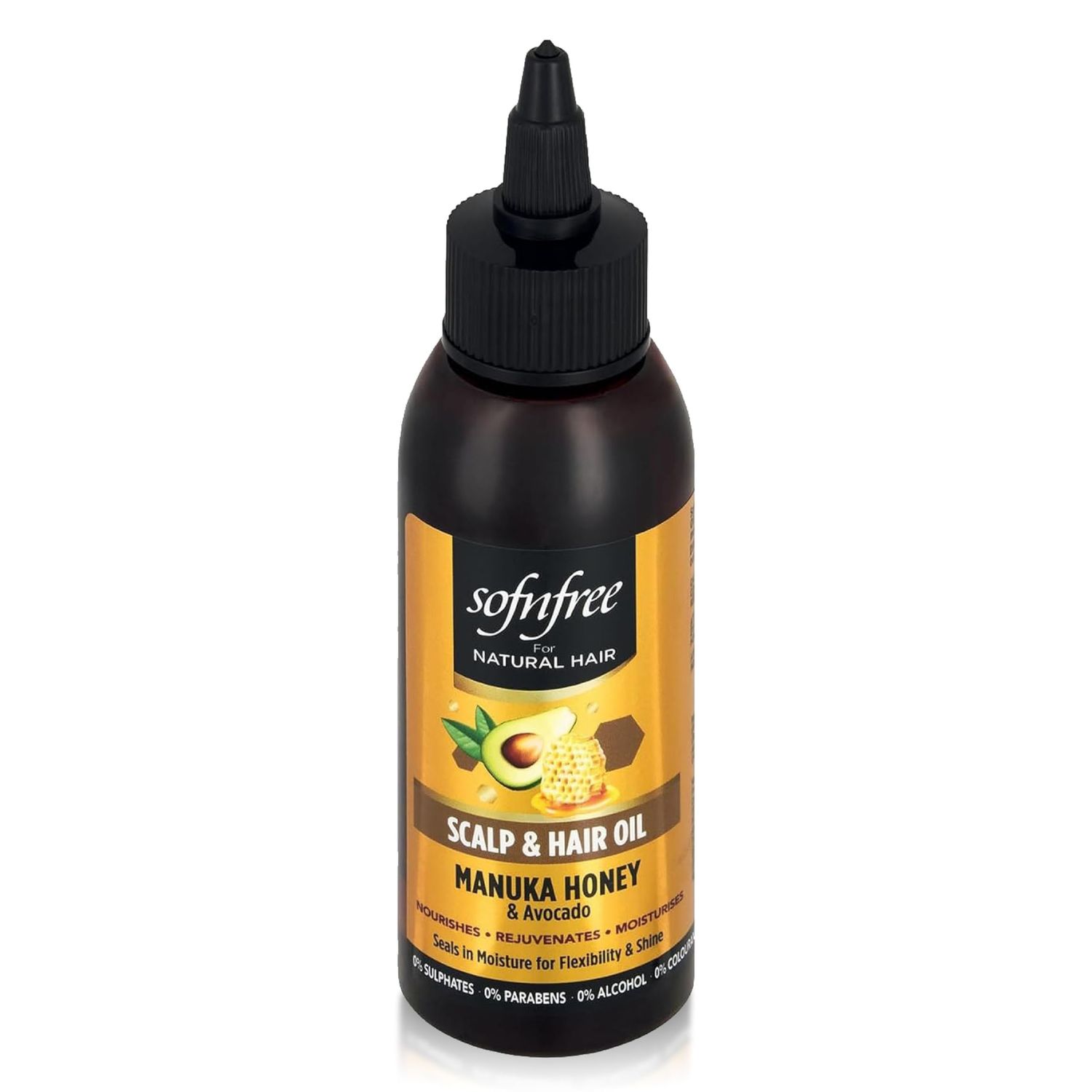SOF N&#39; FREE Manuka Honey Avocado Scalp Hair Oil, Moisturizing and Shine Enhancing Hair and Dry Scalp Treatment - 3.38 fl oz