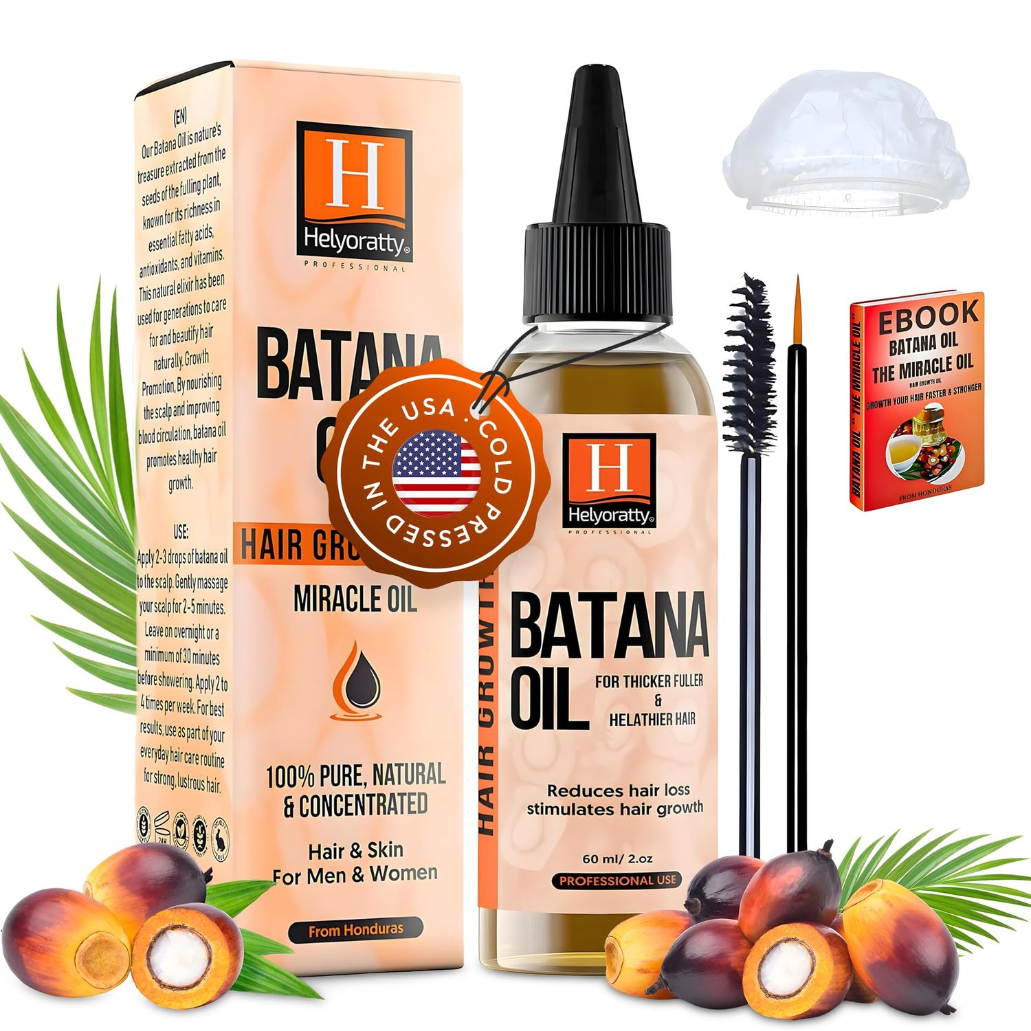 Batana Oil - 100 Natural Hair Growth Promoter from Honduras - Thicker Hair Restoration for Men and Women - Dr. Sebi Dr. Truth Recommended - 2 oz