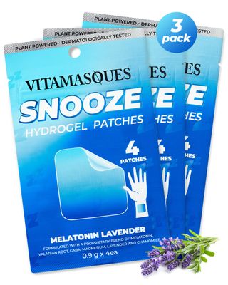 Vitamasques Sleep Patches for Adults, SnoozeMe Wellness Hydrogel Patch (3-Pack) - Sleeping with Lavender, Melatonin, Valerian Root - Cruelty-Free, Korean Skin Care Sleep Patch
