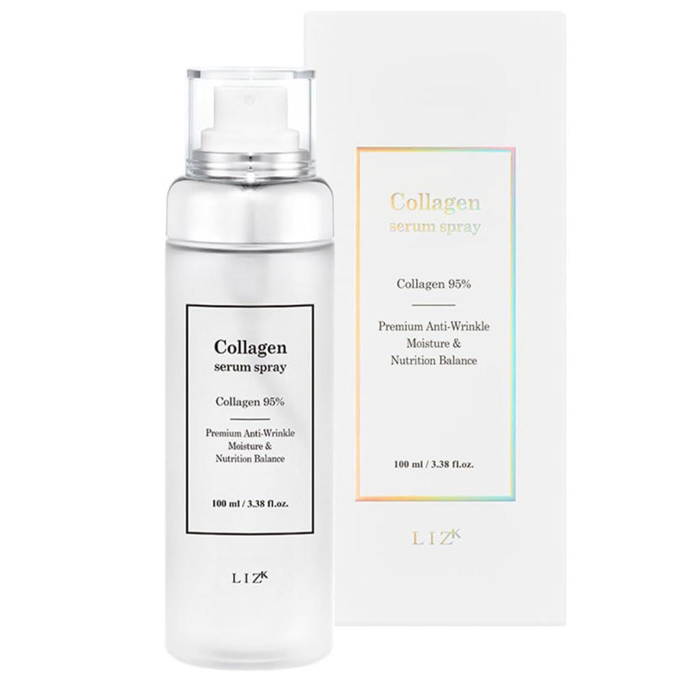 LIZK Collagen Serum Spray for Face 100ml (3.38 fl.oz) Glass Skin, Collagen extract 95,easy to use, sparying at last step in skincare,body care, moisture mist, korea cosmetics