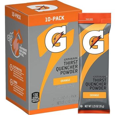 The Gatorade Gatorade Thirst Quencher Powder 1 23oz Packets Makes 20 ounces 10 Pack Orange 1 23 Ounce Pack of 10