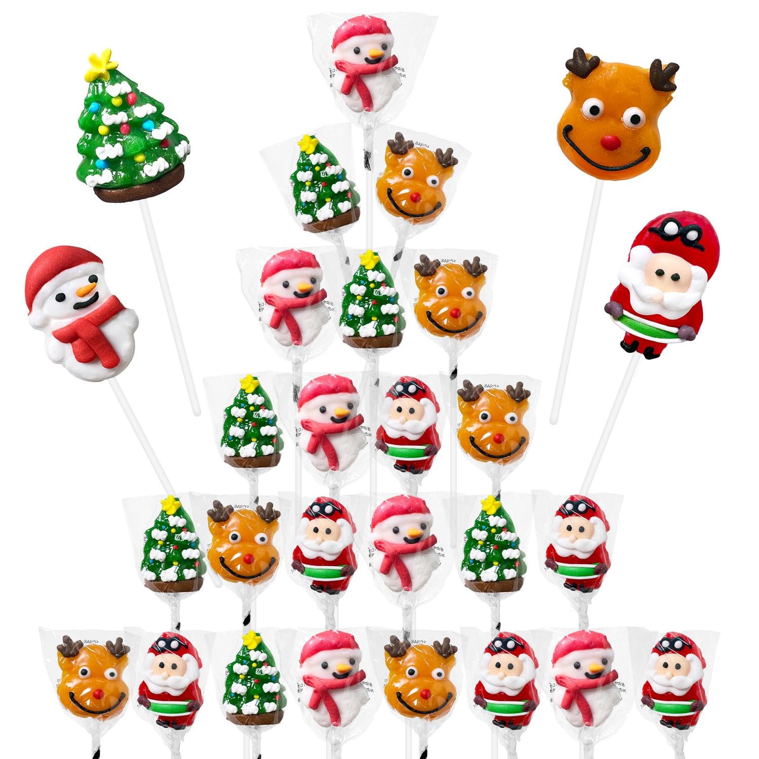 24 Assorted Christmas Lollipops Suckers, Christmas Candy Gift Lollipops Individually Wrapped Bulk, Snowman Candies for Christmas Party Favors or Gift Boxes, Christmas Stocking Stuffers