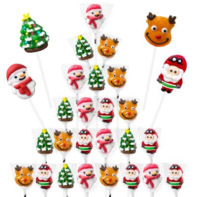 24 Assorted Christmas Lollipops Suckers, Christmas Candy Gift Lollipops Individually Wrapped Bulk, Snowman Candies for Christmas Party Favors or Gift Boxes, Christmas Stocking Stuffers