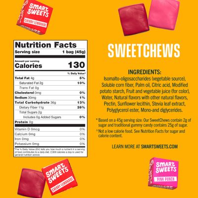 SmartSweets SweetChews, 1.6oz (Pack of 4), Candy With Low Sugar Calorie, Healthy Snacks For Kids Adults