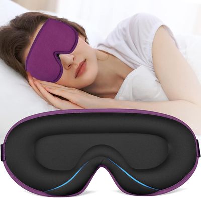 Sleep Mask for Women Men, 3D Contoured Blindfold 100 Blockout Light Eye Mask for Sleeping, Upgraded Eye Cover with Adjustable Strap, Eye Pillow Soft Comfy Eye Shade for Nap Travel Night Shift,Purple