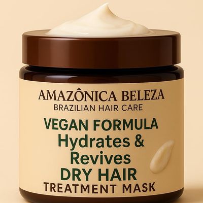 AMAZONICA BELEZA Vegan Veggie Refiner Hair Mask, Nourishes, Moisturizes and Repairs, Sulfate, Parabens and Cruelty Free, with Natural Ingredients for all Hair Types, 10 Oz