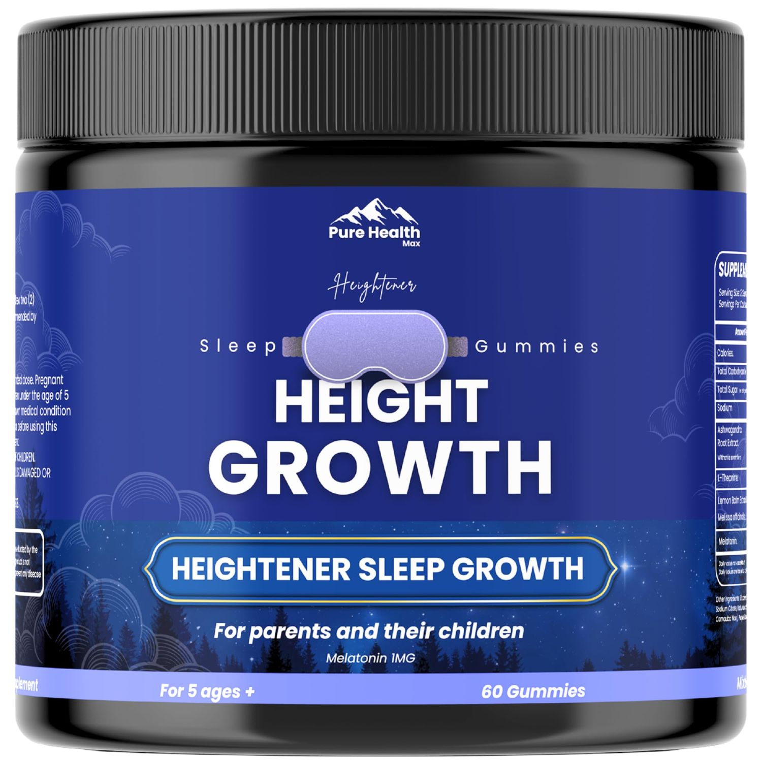 Heightener Height Growth Sleep Gummies - Vitamins to Grow Taller for True Height Potential, Natural Height Booster Increase Supplement for Kids and Adults Calcium Melatonin Multivitamin - 60 Gummy