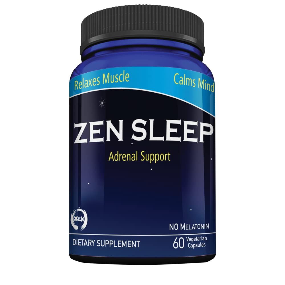 Liver Medic Zen Sleep Non-Addictive Sleep Aid wAdrenal Support. Contains Magnesium and Organic Herbs; Chamomile, Lemon Balm, Passion Flower, No melatonin
