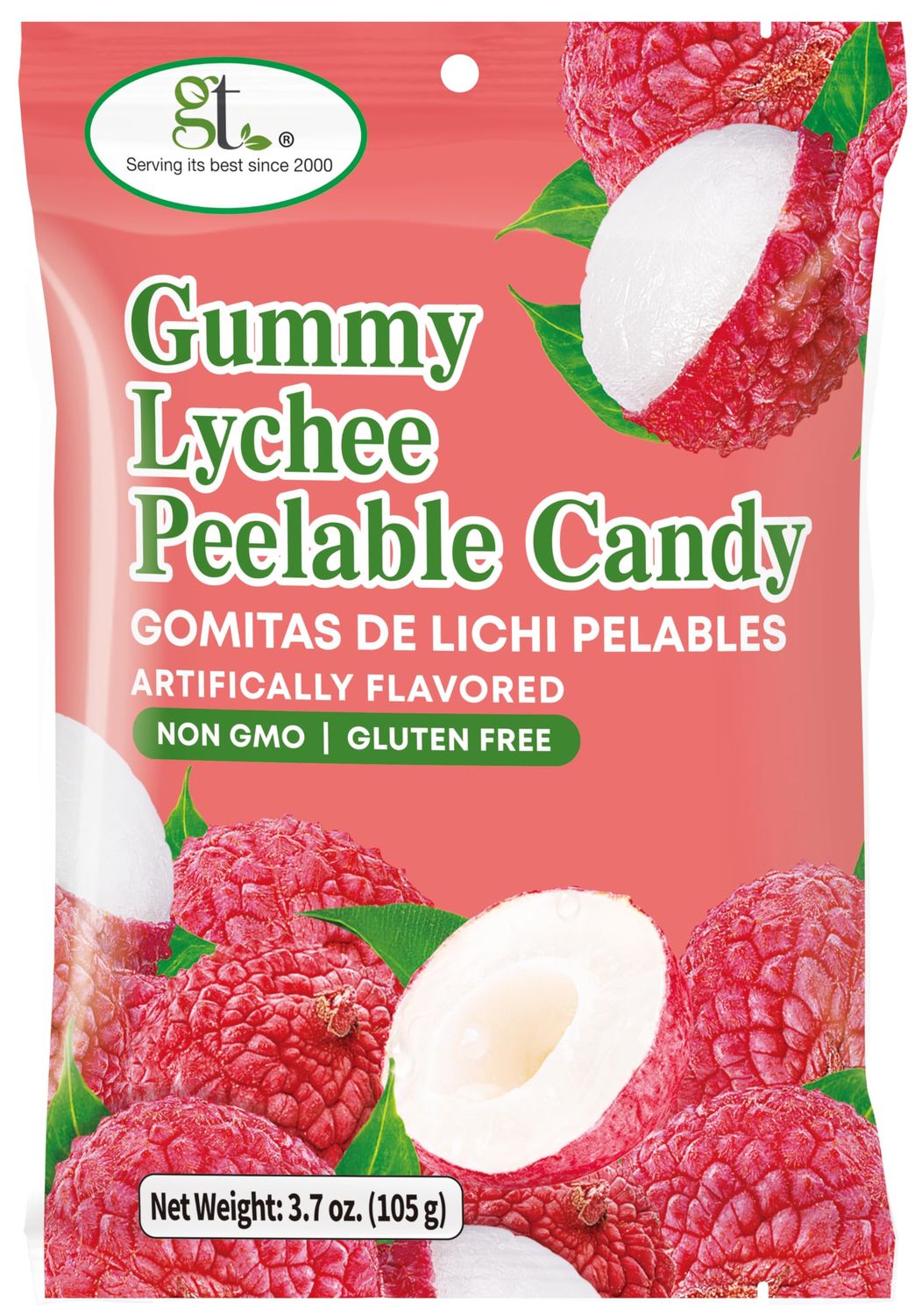 GT Gummy Lychee Peelable Candy, 3.7 oz, Non GMO, Gluten Free