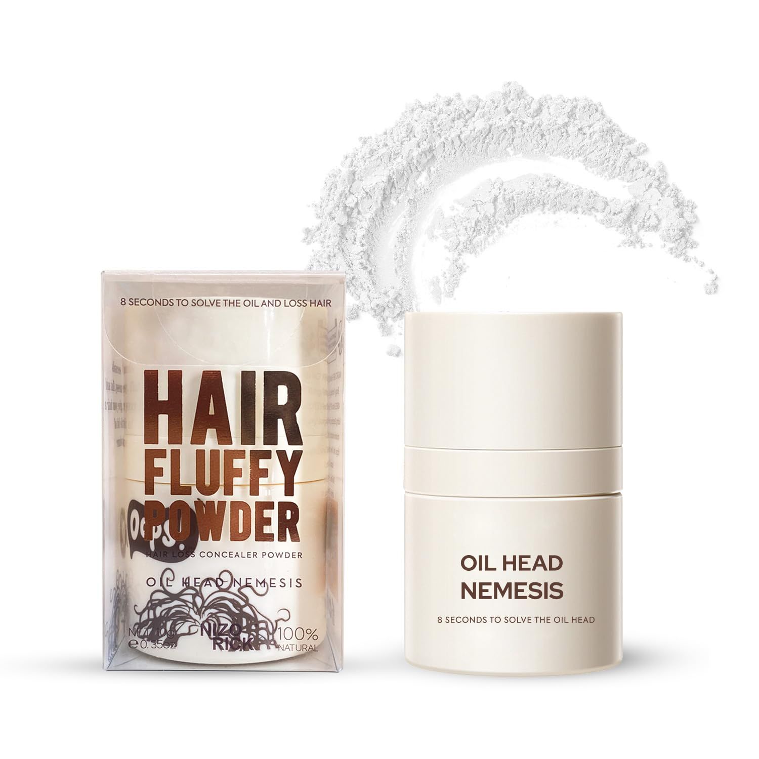 immetee Hair Volume Powder, Hairline Powder Instantly Conceals Hair Loss, Root Touch Up Hair Powder Men and Women, Hair Texture Powder Styling Powder, Hair Flussy Powder10g (0.35 oz) (White)