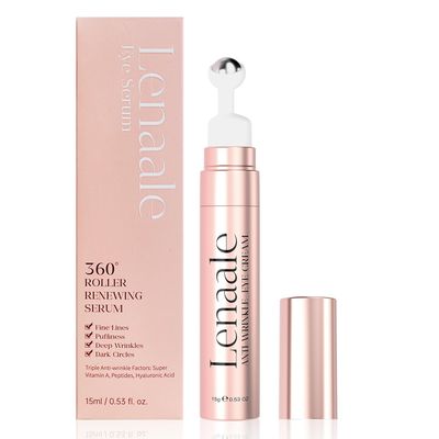 Eye Cream Anti Aging Under Eye Cream Dark Circles with Super Vitamin A, Peptides Hyaluronic Acid, Eyes Serum With 360 Roller Massage Ball for Puffiness and Bags 0.5 oz