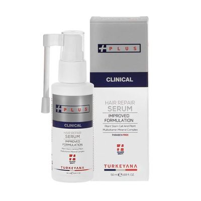 Turkeyana Plus Clinical Hair Repair Serum - Enhances Hair Regrowth, Revitalizes Scalps, Natural Vegan, Infused with Plant Stem Cells Multivitamins Complex, Biotin, Keratin, S.DNA, 1,69 fl Oz