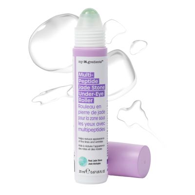 masque BAR My Ingredients Hydrating Under Eye Serum with 360 Jade Stone Roller, Multi-peptides Hyaluronic Acid Treats Eye Puffiness, Dark Circles- Instant Wrinkle Remover -Korean Skincare-20ml