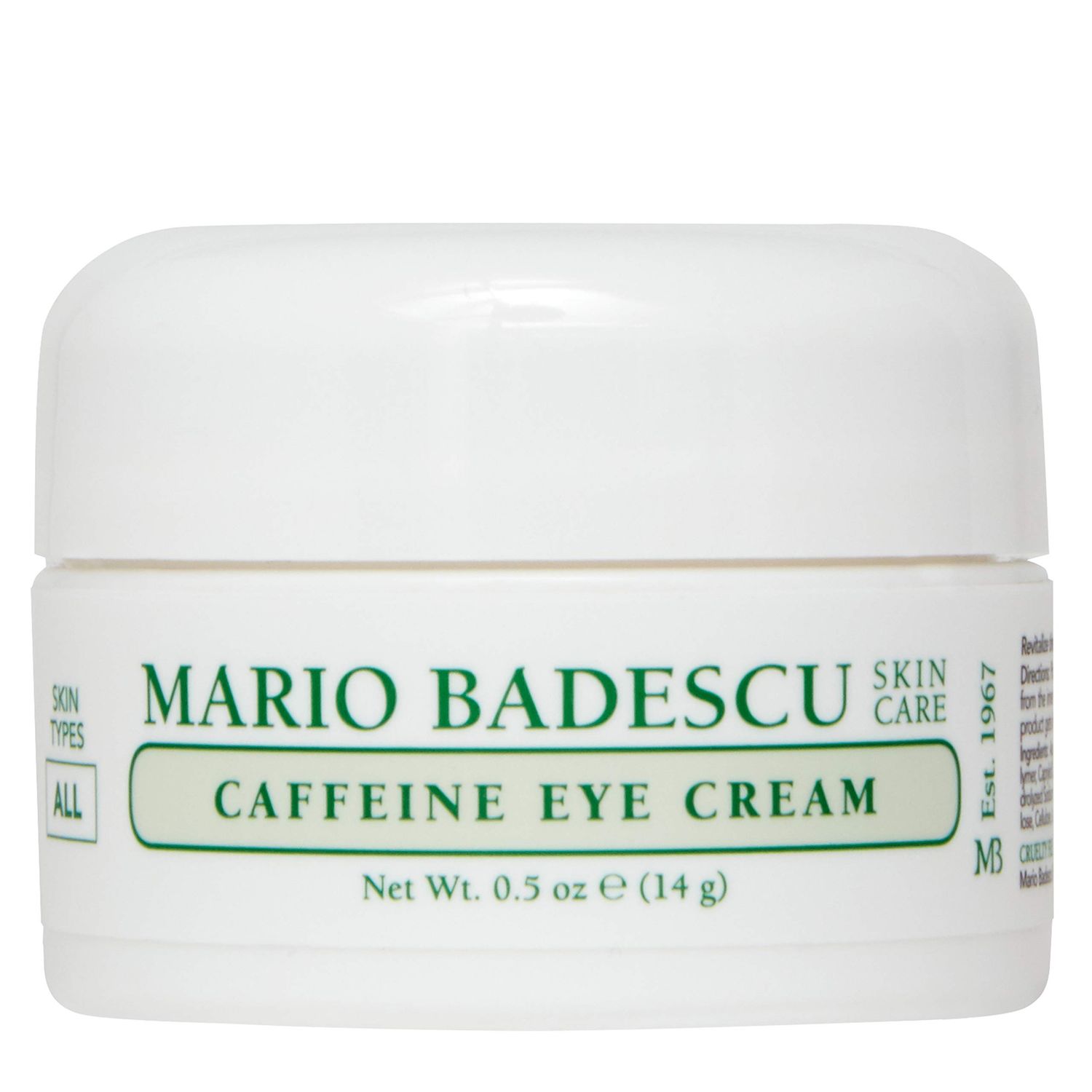 Mario Badescu Caffeine Eye Cream for All Skin Types Visibly Decreases Dark Circles and Under Eye Bags, Formulated with Caffeine Squalane, 0.5 Oz (Pack of 1)