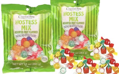 Generic Peppermint, Cinnamon, Butterscotch, Spearmint, Strawberry Assorted Fruit Flavors Hostess Mix Hard Candy Mix 2 Bags (10 oz each Bag) Individually wrapped, Fat Free Hard Candy.