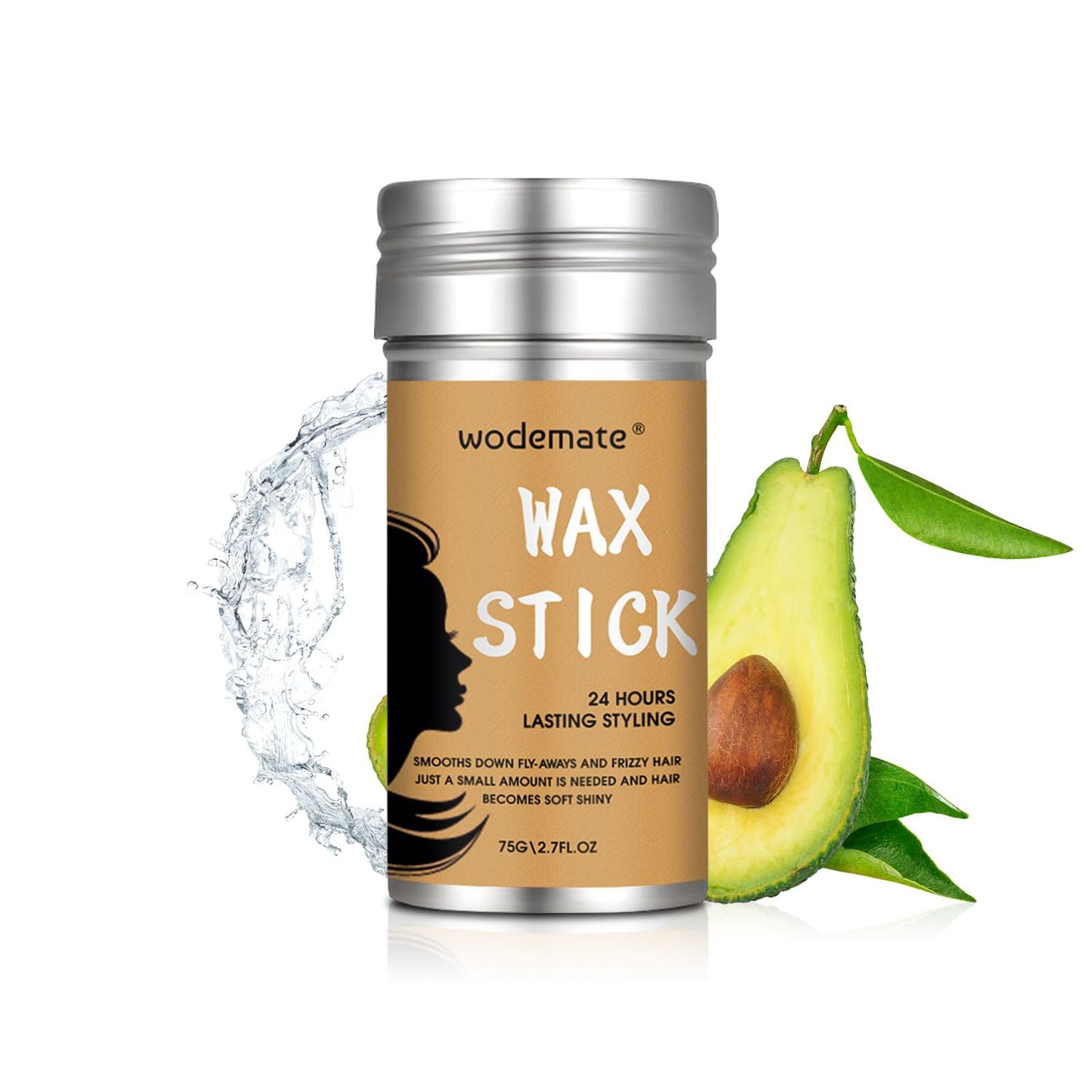 wodemate Hair Wax Stick, Non-greasy Hair-Styling Waxes, Hair Care Slick Stick for Women Kids, Styling Pomade for Flyaways, Bun Maker, Baby Hair with Frizz Edge 2.7 Oz
