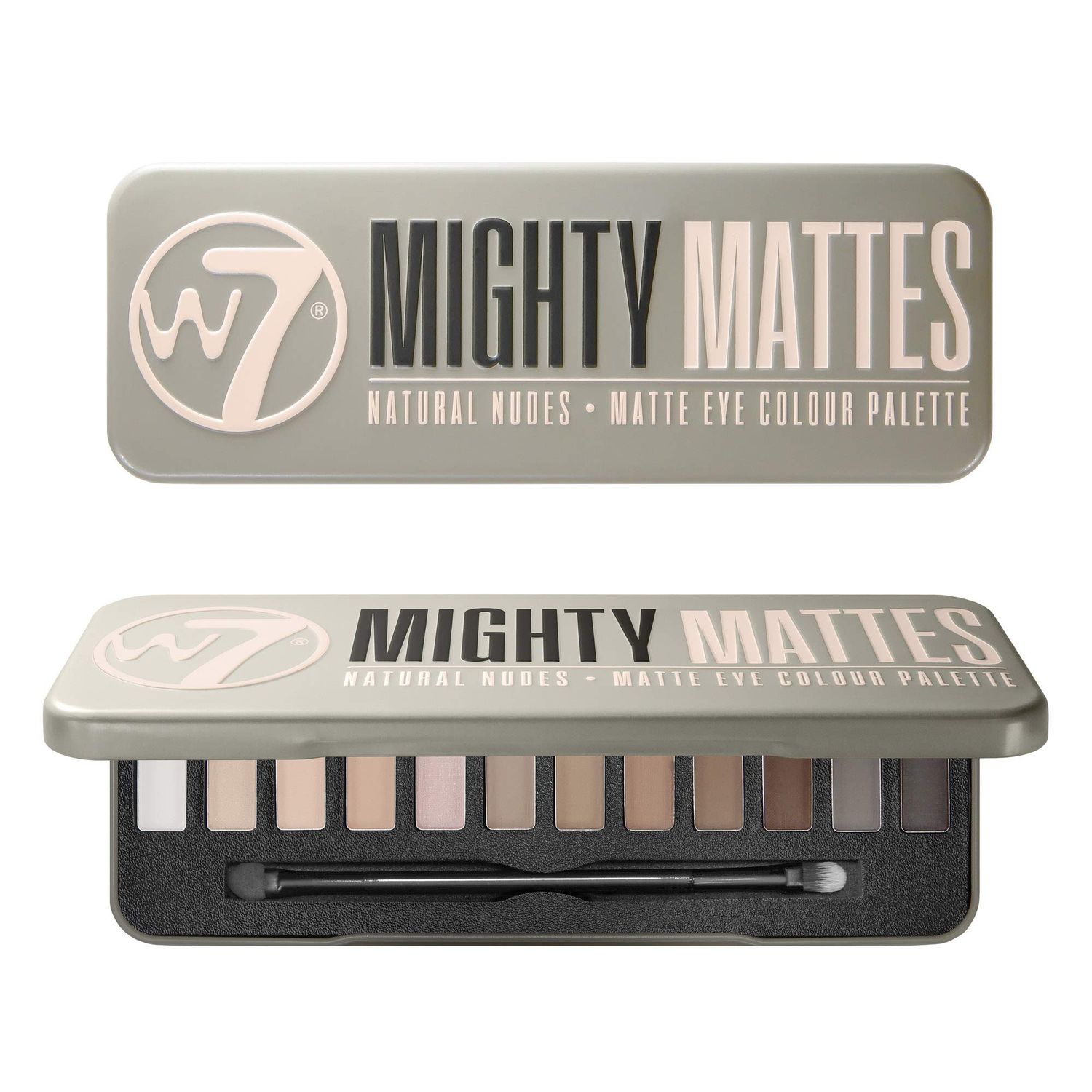 W7 Mighty Mattes Eyeshadow - 12 Matte Nude Colours - Flawless Natural Long-Lasting Makeup Palette