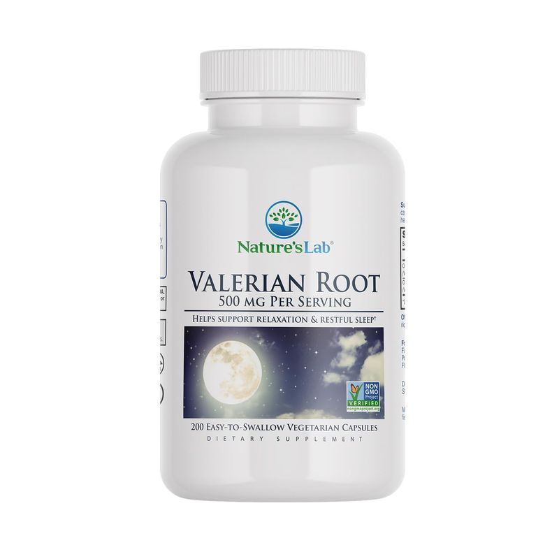 Nature's Lab Valerian Root 500mg Dietary Supplement - Helps Support Relaxation Restful Sleep - 200 Capsules (3 Month Supply)