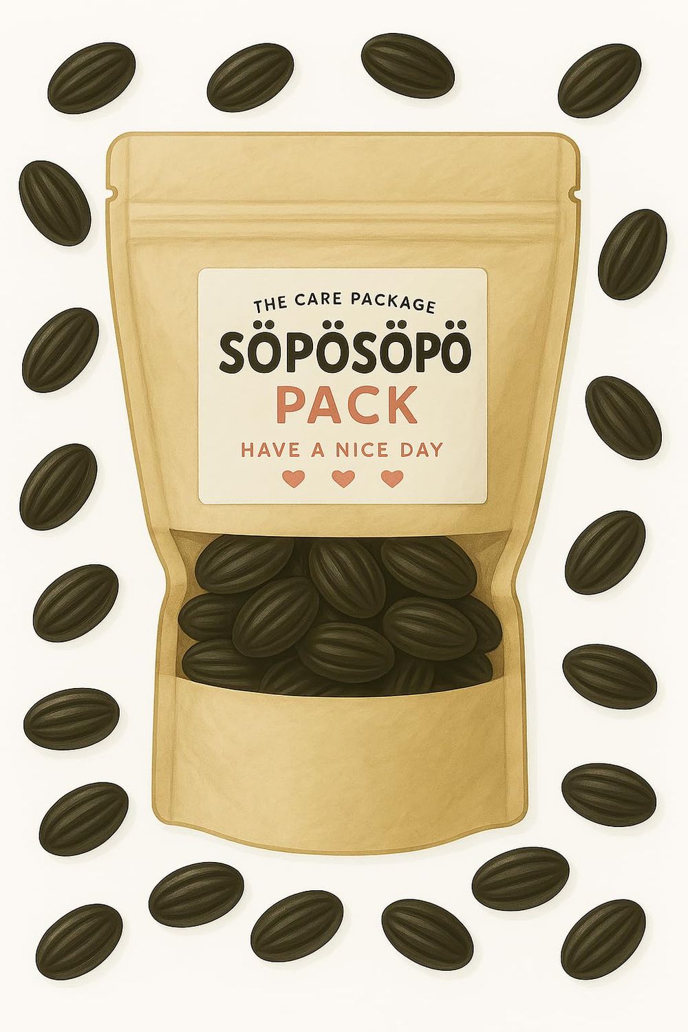 SPSP Scandinavian Treat Pack - Tyrkisk Peber Original Salty Licorice - 150g Nordic Candy Bag - Strong Salmiakki Flavor - Vegan Soposopo